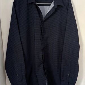 Men's Navy Button-Up Shirt Perry ellis large